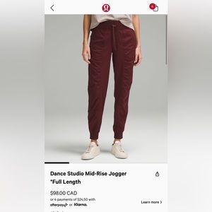 Burgundy lululemon dance studio